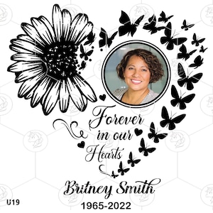 Memory svg, In loving Memory Png, Forever In Our Hearts, Butterflies Flying From Sunflower, Editable, Instant Download, Cricut, Silhouette