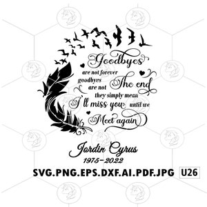 Goodbyes Are Not Forever Goodbyes Are Not The End Quotes SVG PNG Flying Birds From Feather Remembrance Personalize Name Date