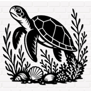 Floral Sea Turtle SVG: Beach Ocean Animal Clipart (PNG, SVG, Instant Download)