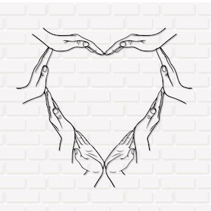 Gruppe Herz Hände Zeichen SVG, Hände Herz Zeichen SVG, Herz Hände SVG, Herz Zeichen SVG, Cricut, Instant Download, Png