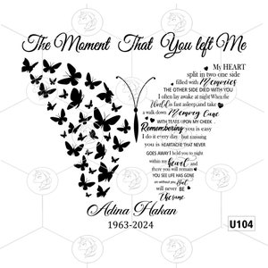 In Loving Memory Svg, Memorial Png, Memory Svg, Butterfly Svg, Memorial Svg, The Moment That You Left Me, Custom Memorial, Clipart, Png
