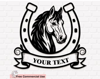 Horseshoe Split Name Frame SVG, Horse Head Svg, Horseshoe Svg, Horse Monogram Svg, Horse Svg, Cricut, Instant Download, Png