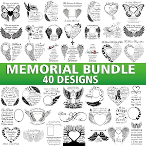 Memorial SVG PNG Bundle,  Angel Wings, In Loving Memory (Digital Download)