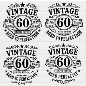 60th Birthday SVG PNG: Aged to Perfection Clipart -  Cricut Silhouette, Digital Download