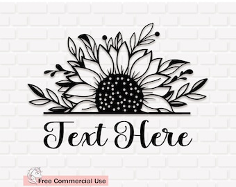 Half Sunflower SVG, Sunflower Border PNG, Sunflower Monogram Svg, Split Sunflower Svg, Instant Download, Cricut, Silhouette, Sublimation
