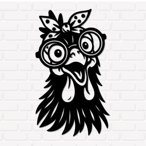 Funny Chicken SVG: Hen With Glasses & Bandana - Farmhouse Decor (PNG, SVG, Digital Download)