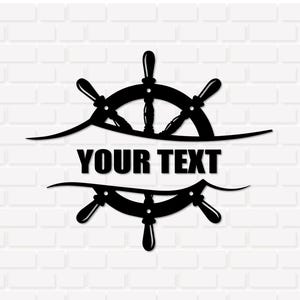 Ship Wheel Monogram SVG: Split Name Frame, Clip Art (Digital Download, PNG, SVG)