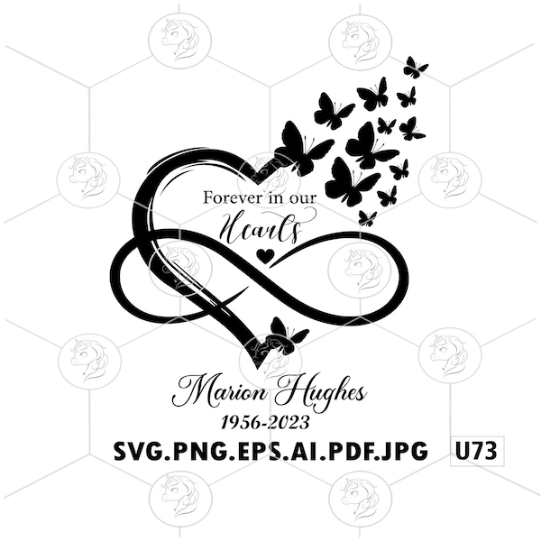 For Ever In Our Hearts In Loving Memory Svg Files, Butterfly Memorial Heart Svg Cute, Memorial Svg, In Loving Memory Svg, Memorial Gift
