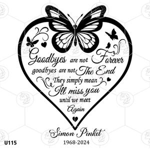 Memorial Heart Butterfly SVG, Good Bye Are Not Forever Memorial Poem PNG, In Loving Memory Clipart
