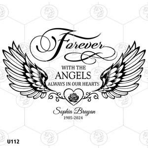 Memorial Angel Wings Heart Rose SVG PNG: In Loving Memory Clipart