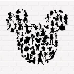 Mouse Ears Svg, Mouse Head Svg, Mouse Silhouette Filled With Characters Svg, Cricut, Instant Download, Png
