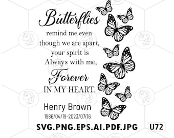 For Ever In Our Hearts, In Memory Of Svg, In Loving Memory Svg, Memorial Quotes Svg, Memorial Svg, Rest In Peace Svg, Butterflies SVG, Svg