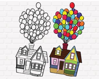 Up Movie House with Balloons SVG, PNG: Cricut, Carl Fredricksen (Instant Download)