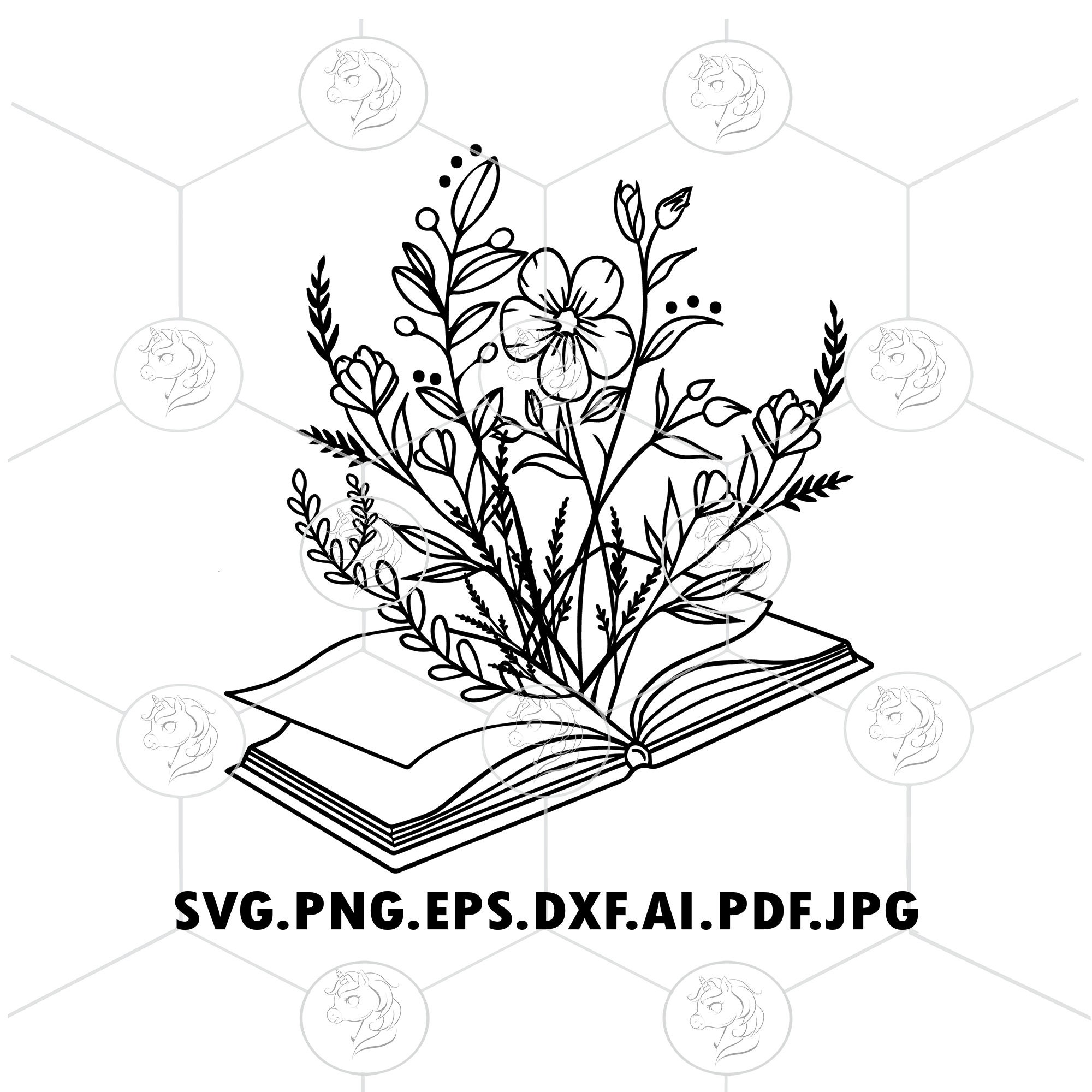 Floral Book Svg Book With Flowers Svg Reading Svg Read Svg Etsy