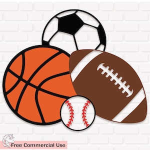Sports Ball SVG Bundle: Baseball, Football, Soccer, Basketball (Instant Download)