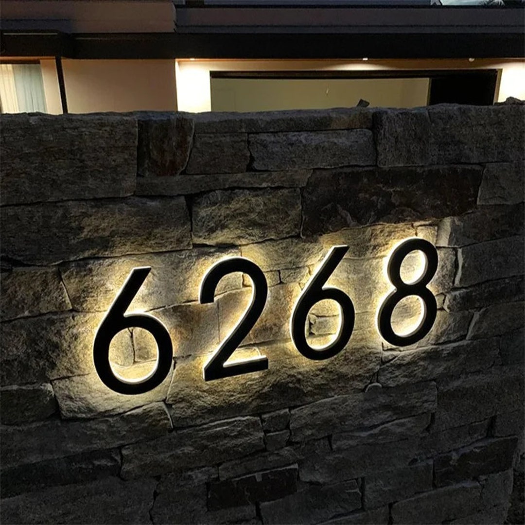 Address Sign LED House Number Sign Modern House Numbers LED Light Mod