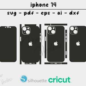 Apple iPhone 14  skin template - Cricut Vector Cut File - Wrap Template - Silhouette - Cameo - SVG - PDF - Dxf - Eps