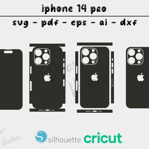 Apple iPhone 14 pro  skin template - Cricut Vector Cut File - Wrap Template - Silhouette - Cameo - SVG - PDF - Dxf - Eps