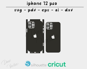 Apple iPhone 12 pro skin template - Cricut Vector Cut File - Wrap Template - Silhouette - Cameo - SVG - PDF - Dxf - Eps