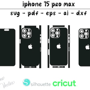 Apple iPhone 15 pro max skin template - Cricut Vector Cut File - Wrap Template - Silhouette - Cameo - SVG - PDF - Dxf - Eps