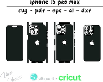 Apple iPhone 15 pro max skin template - Cricut Vector Cut File - Wrap Template - Silhouette - Cameo - SVG - PDF - Dxf - Eps