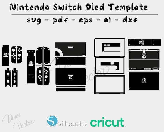 Ns Oled Consol - Skin Template SVG Cut File, Ns Switch lite Console full wrap skin cutting template
