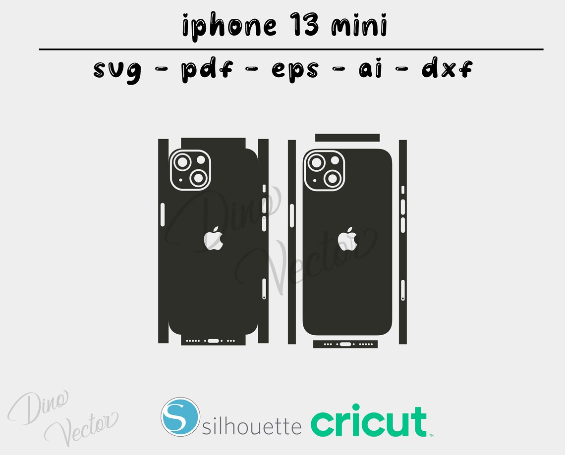 Apple iPhone 13 Mini Skin Template - Cricut Vector Cut File - Wrap ...