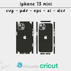 Apple iPhone 13 mini skin template - Cricut Vector Cut File - Wrap Template - Silhouette - Cameo - SVG - PDF - Dxf - Eps
