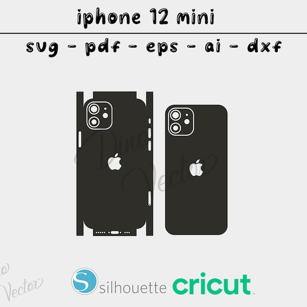 Apple iPhone 12 mini skin template - Cricut Vector Cut File - Wrap Template - Silhouette - Cameo - SVG - PDF - Dxf - Eps