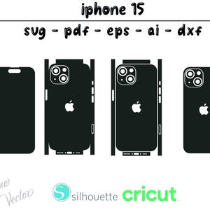 Apple iPhone 15 skin template - Cricut Vector Cut File - Wrap Template - Silhouette - Cameo - SVG - PDF - Dxf - Eps