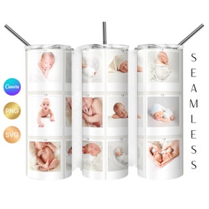 Baby Photo Tumbler Sublimation PNG Wrap, Add Your Pictures Tumbler, Family photo Tumbler, Picture Tumblers PNG Seamless Tumbler Commercial