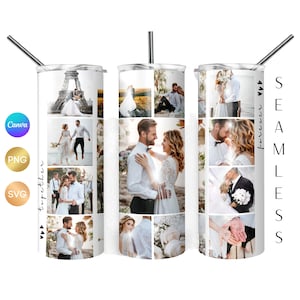 Collage Foto Tumbler Sublimation PNG, SVG Wrap, fügen Sie Ihre Bilder oder Text Cup Design, Familienfoto Collage Tumbler, Canva bearbeitbare Vorlage hinzu