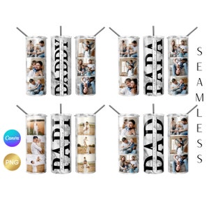 6 Fathers day Photo Tumbler Sublimations PNG, 6 Dad Photo Mug designs, Set of 6 Father Photo Collages Tumbler, Fathers day ideas, Dad Wrap