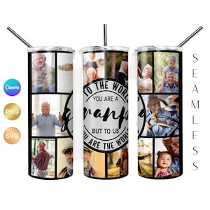 Grandpa Tumbler Sublimation PNG, Fathers day Photo Mug for 20oz Skinny Tumbler, Grandpa Photo Collage Tumbler, Grandfather Photo Tumbler