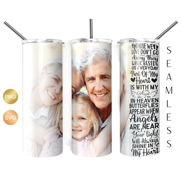 Memorial Photo Tumbler Design  PNG, Memorial Tumbler Wrap with Pictures, Memorial Cup SVG, Sympathy Gift