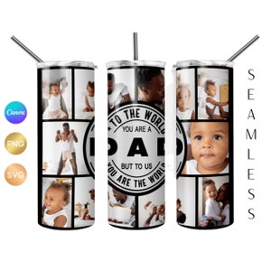 Dad Photo Tumbler Sublimation PNG, Photo Cup for 20oz Skinny Tumbler, Dad Photo Collage Tumbler, Dad Photo Tumbler wrap, Father Tumbler