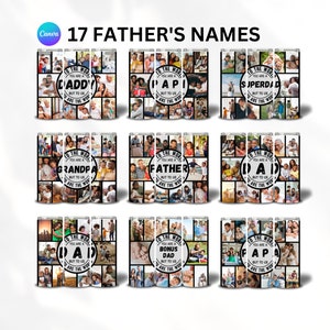 17 Father's day Tumbler Sublimation Canva Photo Tumblers, Fathers day Photo Mug for 20oz Skinny Tumbler, Dad Photo Collage, Father Tumbler