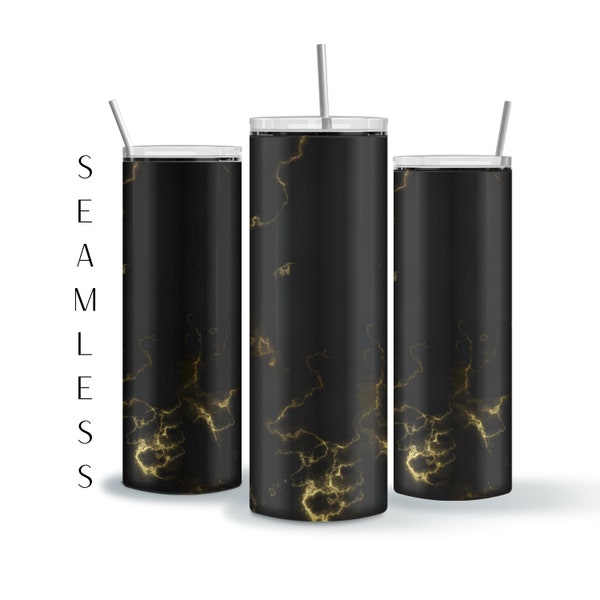 Black Marble Tumbler, Gold Black Marble tumbler designs, Marble seamless skinny tumbler sublimation, Black Gold marble wrap PNG 20oz 30oz