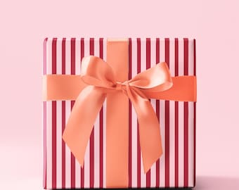 Red and White Striped Wrapping Paper, Candy Cane Holiday Gift Wrap