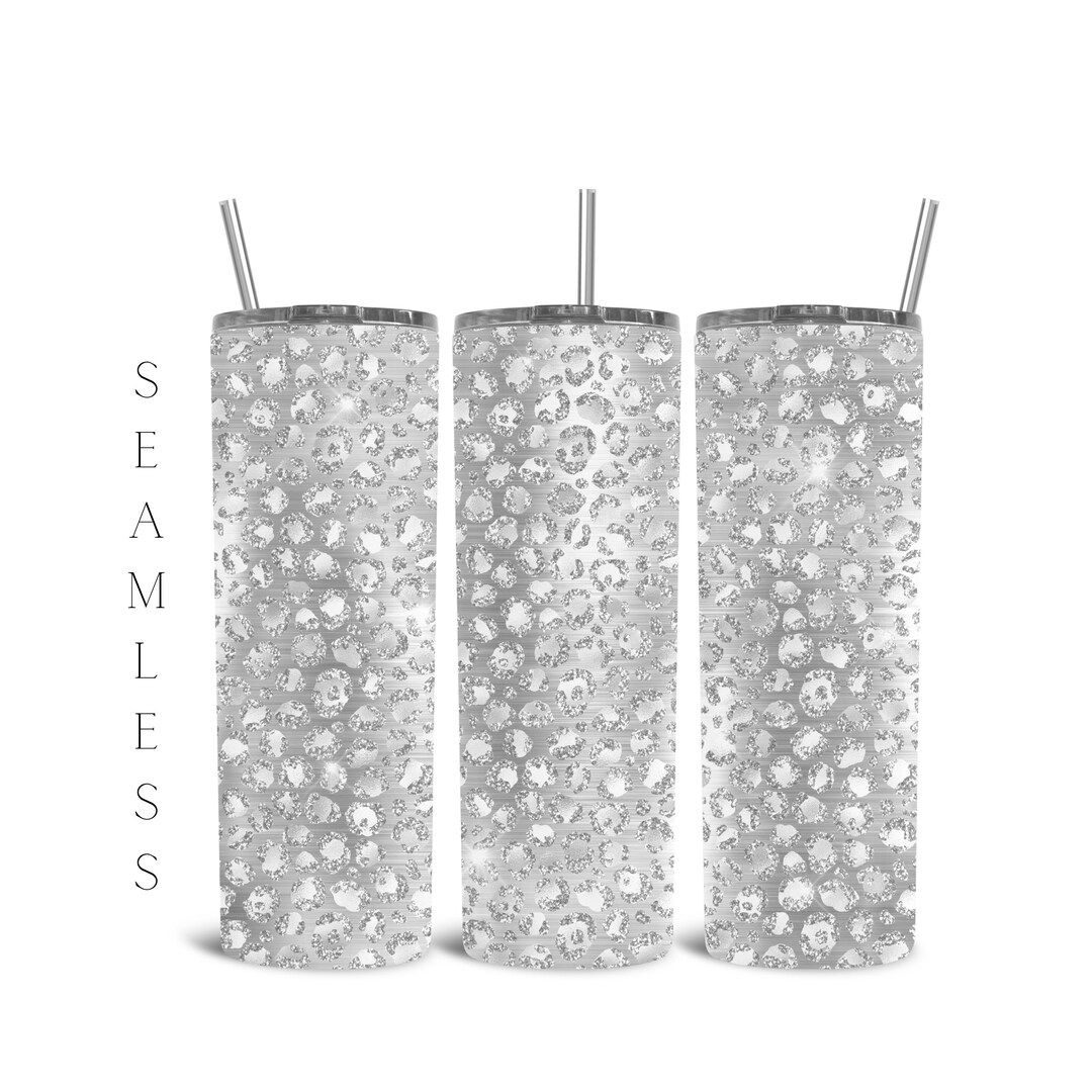 Silver Tumbler Design, Cheetah Tumbler Seamless, Leopard Tumbler Design