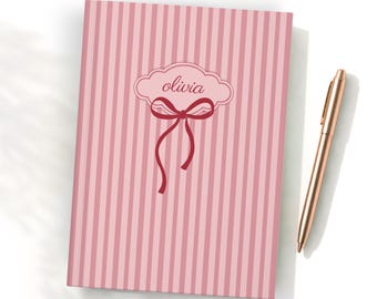Coquette Personalized Hardcover Journal, Vintage Style Lined Bow Notebook