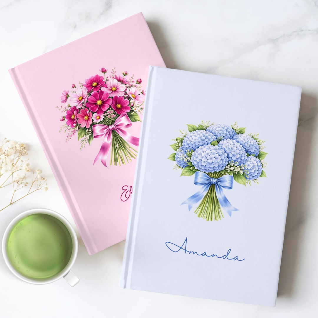 Personalized Birth Month Flower Notebook Custom Hardcover Floral ...