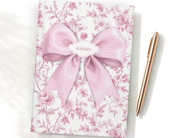 Floral Bow Hardcover Journal, Personalized Diary