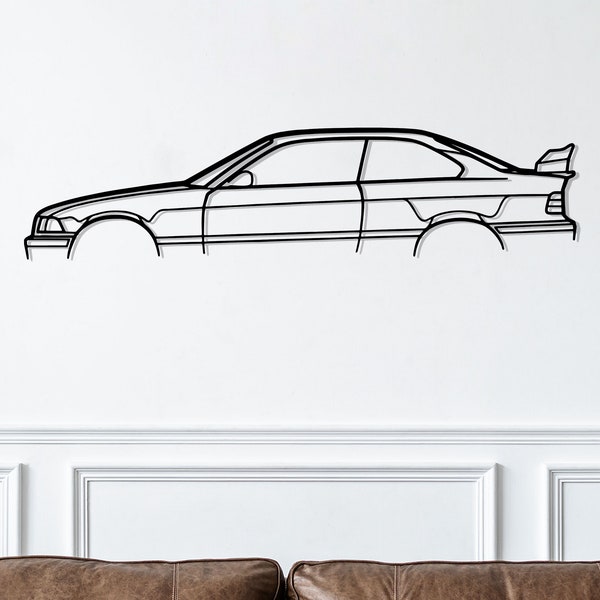 100% Made in Germany - Sport Car Metal Silhouette Wall Art, Wall Decor, Metal Wall Art, Car Art, Wanddeko, Garage Wall Sign E36 m3 cs