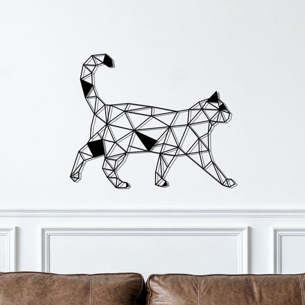 Arte de pared de metal de gato, Metall Wanddeko, arte de pared moderno, decoración de pared de metal, decoración de arte de pared, decoración del hogar de metal, figura