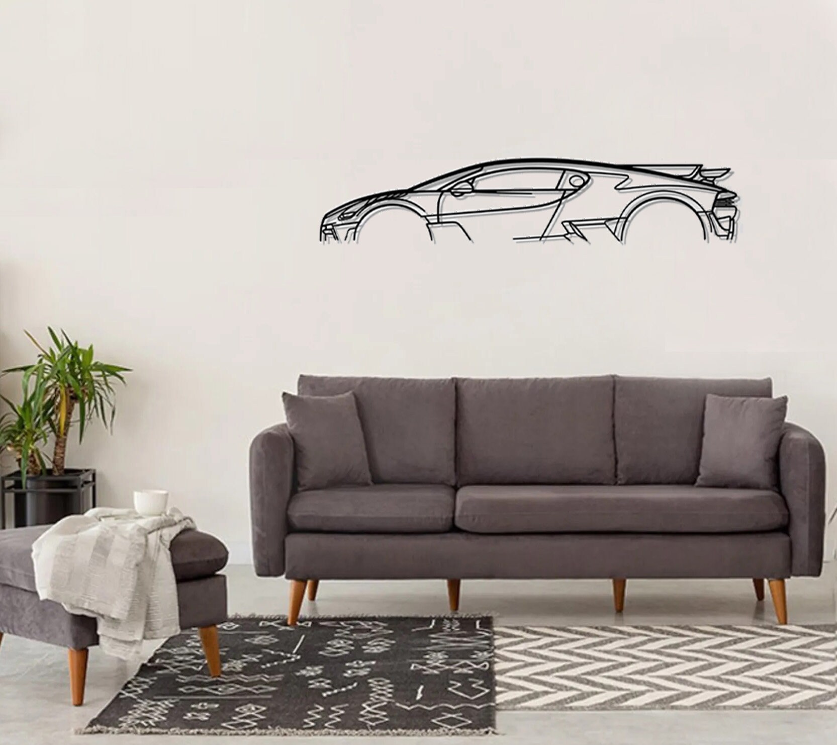 Bugatti Divo Sportscar Car Metal Silhouette Wall Art, Wall Decor, Metal