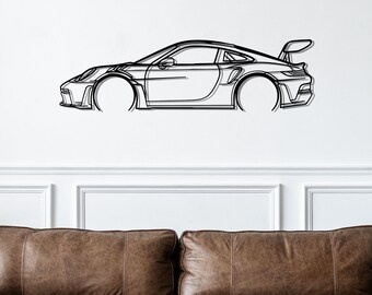 100 % fabriqué en Allemagne - Art mural voiture de sport classique, silhouette en métal, décoration murale, décoration murale, art mural en métal, art voiture, Wanddeko, enseigne murale de garage, 992 gt3