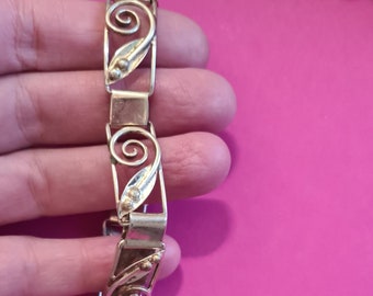Antieke Arr Deco Deense Sterling Zilveren schakel Armband