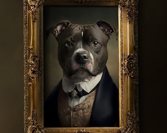 Elegant Staffy Gentleman Portrait Poster - Perfect for Dog Lovers and Staffordshire Bull Terrier Owners