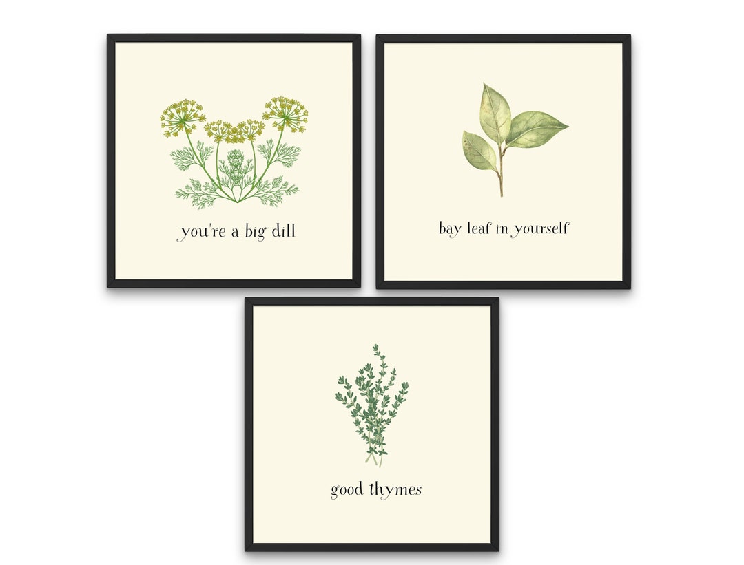 Printable Herb Pun Wall Art Bundle 3 Prints Kitchen Wall Etsy